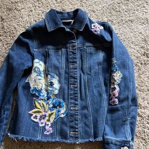 Price reduced! Chicos petite floral denim jacket